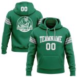 Custom Kelly Green Football Hoodie with Name and Number - Personalized Stitched Pullover Sweatshirt for Teams Personalized