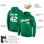 Custom Team Name Number Hoodie Pullover Sweatshirt in Kelly Green Gray, Personalized Stitched Sports Apparel Personalized