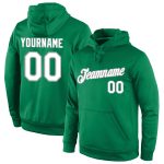 Custom Team Name Number Hoodie Pullover Sweatshirt in Kelly Green Gray, Personalized Stitched Sports Apparel Personalized