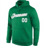 Custom Team Name Number Hoodie Pullover Sweatshirt in Kelly Green Gray, Personalized Stitched Sports Apparel Personalized