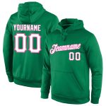 Custom Name Number Sports Hoodie Pullover Sweatshirt in Kelly Green White Pink - Personalized Team Apparel Personalized Stitched