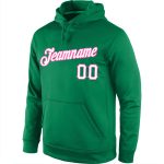 Custom Name Number Sports Hoodie Pullover Sweatshirt in Kelly Green White Pink - Personalized Team Apparel Personalized Stitched