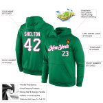 Custom Name Number Sports Hoodie Pullover Sweatshirt in Kelly Green White Pink - Personalized Team Apparel Personalized Stitched