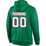Custom Name Number Sports Hoodie Pullover Sweatshirt in Kelly Green White Pink - Personalized Team Apparel Personalized Stitched