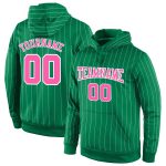 Custom Name and Number Sports Hoodie Sweatshirt - Personalized Kelly Green White Pinstripe Design Personalized Stitched Kelly