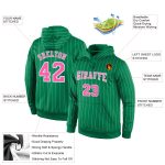 Custom Name and Number Sports Hoodie Sweatshirt - Personalized Kelly Green White Pinstripe Design Personalized Stitched Kelly