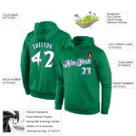 Custom Team Name and Number Stitched Hoodie Pullover Sweatshirt in Kelly Green White-Royal Personalized Stitched Kelly Green