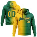 Custom Team Hoodie with Name & Number - Personalized Stitched Kelly Green Yellow-Black Gradient Fashion Sports Pullover Sweatshirt
