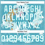 Custom Name and Number Personalized 3D Crane Tiger Pullover Hoodie in Lakes Blue White Stitched Pattern Design Sports Sweatshirt