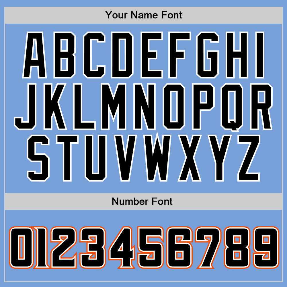 Personalized Stitched Light Blue Black-Orange Sports Pullover Sweatshirt Hoodie Team Custom Name and Number Custom Name Number Sports Hoodie Light Blue Black Orange Stitched Pullover Sweatshirt for Team Personalized Stitched Light - Image 5