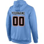 Custom Name Number Sports Hoodie Light Blue Black Orange Stitched Pullover Sweatshirt for Team Personalized Stitched Light