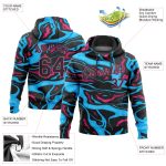 Custom Team Name Number Hoodie 3D Pattern Light Blue Black Pink Stitched Sports Pullover Sweatshirt Personalized Stitched