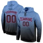 Custom Team Name Number Sports Hoodie Pullover Light Blue Black Pink Fade Personalized Stitched Sweatshirt Personalized Stitched
