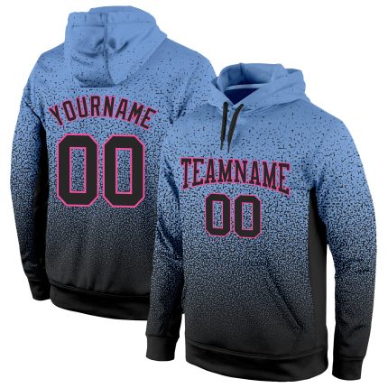 Custom Team Name Number Sports Hoodie Pullover Light Blue Black Pink Fade Personalized Stitched Sweatshirt Personalized Stitched
