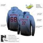 Custom Team Name Number Sports Hoodie Pullover Light Blue Black Pink Fade Personalized Stitched Sweatshirt Personalized Stitched