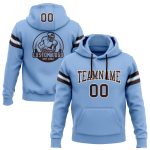 Custom Name Number Light Blue Brown White Football Hoodie Pullover Sweatshirt Personalized Team Apparel Personalized Stitched