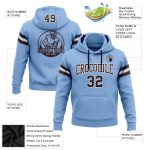 Custom Name Number Light Blue Brown White Football Hoodie Pullover Sweatshirt Personalized Team Apparel Personalized Stitched