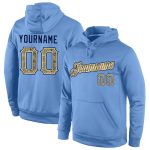 Custom Name and Number Light Blue Camo Navy Pullover Hoodie Sweatshirt for Sports Team Personalized Stitched Light Blue Camo-Navy