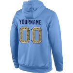 Custom Name and Number Light Blue Camo Navy Pullover Hoodie Sweatshirt for Sports Team Personalized Stitched Light Blue Camo-Navy