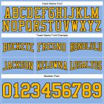 Custom Light Blue Football Hoodie with Gold-Black Stitching, Personalized Name & Number Pullover Sweatshirt Personalized