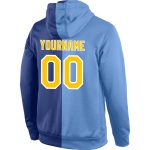 Custom Name Number Sports Hoodie Light Blue Gold-Royal Split Fashion Pullover Sweatshirt Personalized Stitched Light Blue