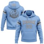 Custom Name Number Football Hoodie Sweatshirt Light Blue Gray Steel Gray Pullover Personalized Team Apparel Personalized