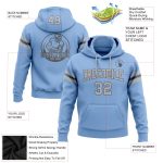 Custom Name Number Football Hoodie Sweatshirt Light Blue Gray Steel Gray Pullover Personalized Team Apparel Personalized