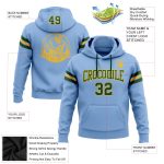 Custom Name Number Football Hoodie Light Blue Green Gold Stitched Pullover Sweatshirt for Team Personalized Stitched Light