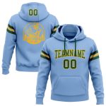 Custom Name Number Football Hoodie Light Blue Green Gold Stitched Pullover Sweatshirt for Team Personalized Stitched Light