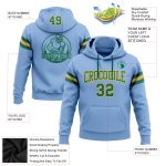 Custom Name Number Football Hoodie Sweatshirt Light Blue Kelly Green Gold Stitched Pullover Team Apparel Personalized Stitched