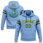 Custom Name Number Football Hoodie Sweatshirt Light Blue Kelly Green Gold Stitched Pullover Team Apparel Personalized Stitched