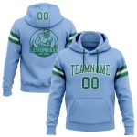 Custom Name Number Football Hoodie Sweatshirt Light Blue Kelly Green Stitched Pullover for Teams Personalized Stitched Light