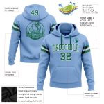 Custom Name Number Football Hoodie Sweatshirt Light Blue Kelly Green Stitched Pullover for Teams Personalized Stitched Light