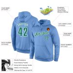 Custom Name Number Hoodie Pullover Sweatshirt Light Blue Green White Sports Team Personalized Stitched Personalized Stitched