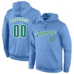 Custom Name Number Hoodie Pullover Sweatshirt Light Blue Green White Sports Team Personalized Stitched Personalized Stitched