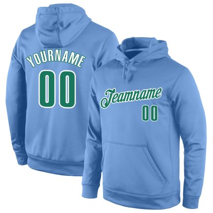 Custom Name Number Hoodie Pullover Sweatshirt Light Blue Green White Sports Team Personalized Stitched Personalized Stitched