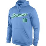 Custom Name Number Hoodie Pullover Sweatshirt Light Blue Green White Sports Team Personalized Stitched Personalized Stitched