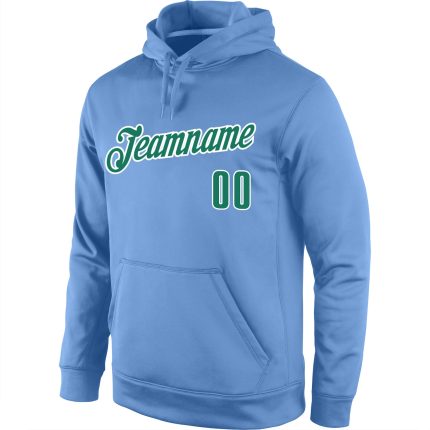 Custom Name Number Hoodie Pullover Sweatshirt Light Blue Green White Sports Team Personalized Stitched Personalized Stitched