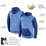 Custom Name and Number Pullover Hoodie - Light Blue Royal Sports Sweatshirt, Personalized Stitched for Team Spirit Personalized