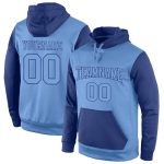 Custom Name and Number Pullover Hoodie - Light Blue Royal Sports Sweatshirt, Personalized Stitched for Team Spirit Personalized