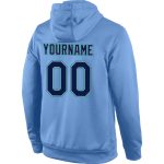 Custom Name and Number Sports Hoodie Light Blue Navy Aqua Stitched Pullover Sweatshirt Personalized Stitched Light Blue Navy-Aqua
