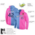 Custom Team Name Number Pullover Hoodie Sweatshirt Light Blue Navy Pink Split Fashion Sports Personalized Stitched Light