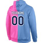 Custom Team Name Number Pullover Hoodie Sweatshirt Light Blue Navy Pink Split Fashion Sports Personalized Stitched Light