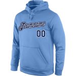 Custom Name Number Sports Hoodie Light Blue Navy White Stitched Pullover Sweatshirt Personalized Stitched Light Blue Navy-White