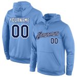 Custom Name Number Sports Hoodie Light Blue Navy White Stitched Pullover Sweatshirt Personalized Stitched Light Blue Navy-White
