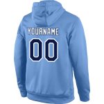 Custom Name Number Sports Hoodie Light Blue Navy White Stitched Pullover Sweatshirt Personalized Stitched Light Blue Navy-White