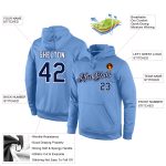 Custom Name Number Sports Hoodie Light Blue Navy White Stitched Pullover Sweatshirt Personalized Stitched Light Blue Navy-White