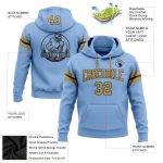 Custom Football Hoodie with Name & Number - Light Blue & Old Gold Pullover Sweatshirt Personalized Stitched Light Blue Old