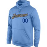 Custom Name Number Sports Hoodie Light Blue Old Gold-Royal Stitched Pullover Sweatshirt for Teams Personalized Stitched Light