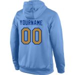 Custom Name Number Sports Hoodie Light Blue Old Gold-Royal Stitched Pullover Sweatshirt for Teams Personalized Stitched Light